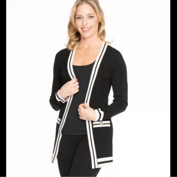 Black cardigan with white trims - Picture 1 of 7